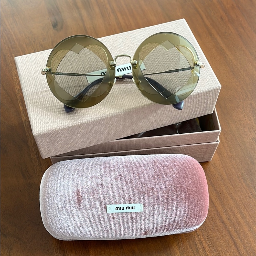 Miu Miu brown with eggplant Round Sunglasses